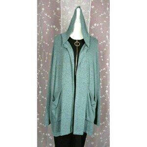 Young Fabulous Broke GREEN Long OPEN FRONT HOODED Cardigan Sweater OVERSIZED M